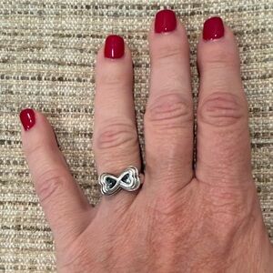 Lee Brevard Sterling Silver and Blue Topaz Double Heart Ring